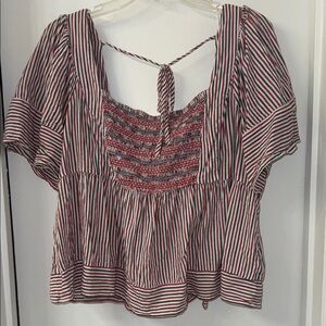 Old Navy Red and White Striped Blouse